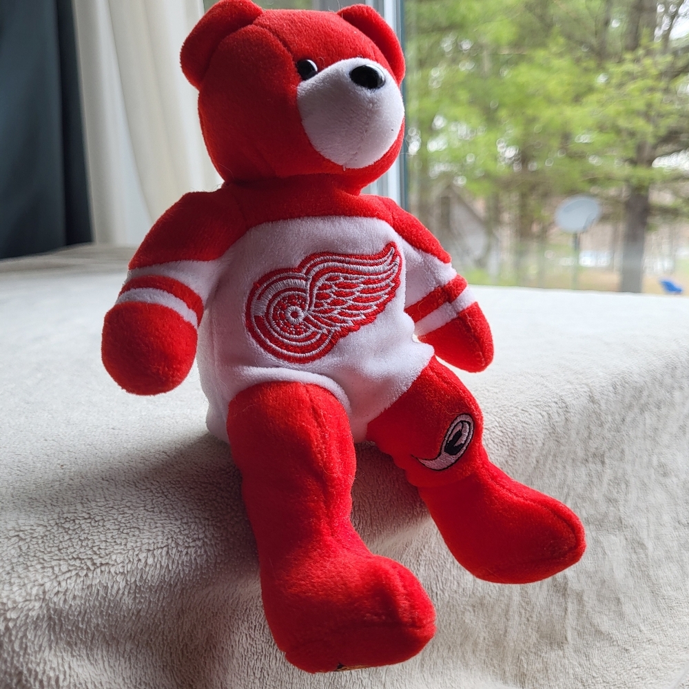Red Plush Bear with NHL Logo